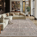 Schweek 8x10 Washable Area Rug Neutral Floral Rugs by Schweek
