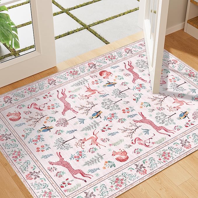 DUKINO 2x3 Entryway Rug, Washable Door Mat Animal Rug by DUKINO