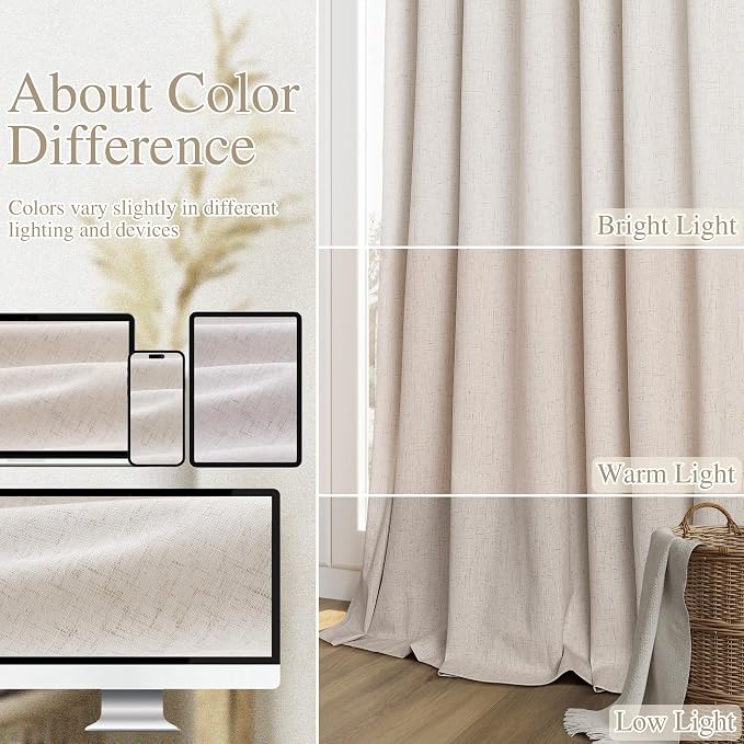 100% Blackout Curtains 90 Inch Length 2 Panels Set - Image 7
