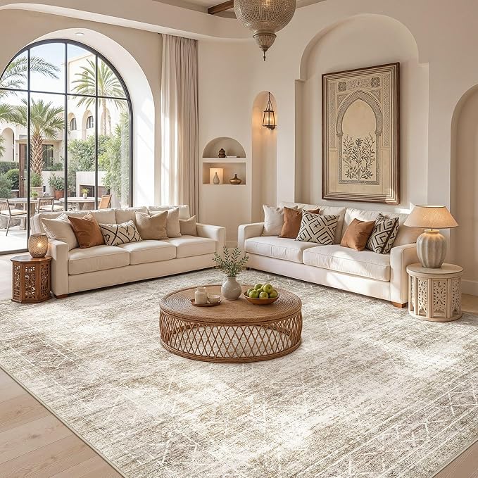 cotiled 6x9 Area Rugs for Living Room: Boho Washable Rug for Dining Room | - Image 3
