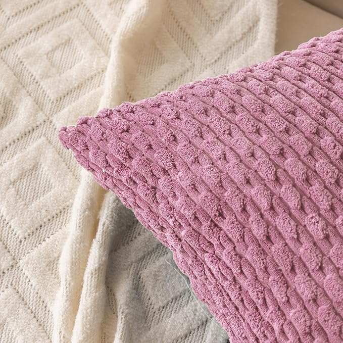 Set of 4 Pink Decorative Throw Pillow Covers 20x20 Inch Corduroy Pillow Covers - Image 4