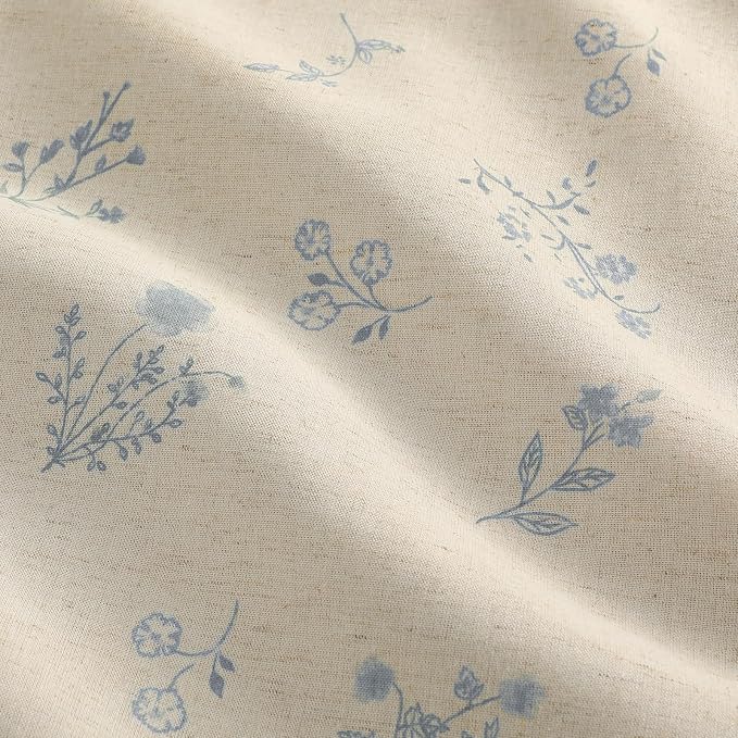 Boho Floral 100% Blackout Curtains 84 Inch 2 Panels Light Blue | Farmhouse - Image 4