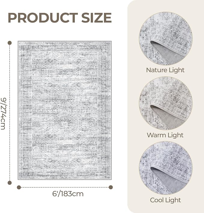 6x9 Area Rugs for Living Room, Large Washable Rug, Dining Room, Low Pile - Image 2