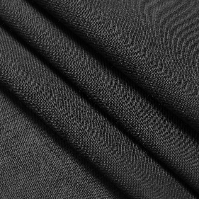 Black Linen Sheer Curtains 54 Inch Length 2 Panel Set Back Tab Pocket Semi - Image 6