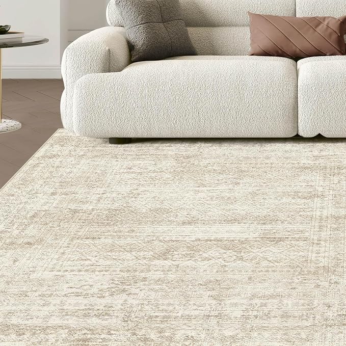 UERMEI Square Area Rugs : Washable 8x8 Neutral Modern Abstract Carpet - Image 9