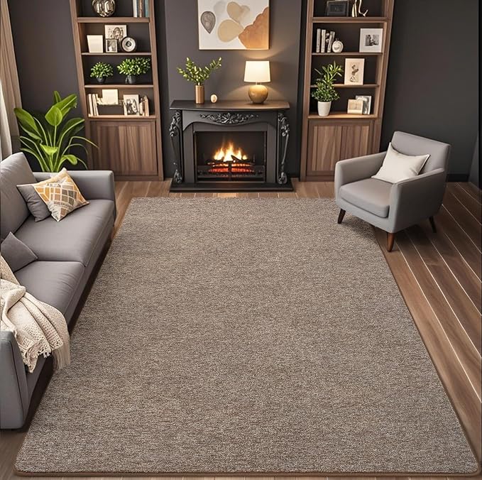 6x9 Area Rugs for Living Room Non Slip Dorm Bedroom Rug, Matte Brown | Modern - Image 3