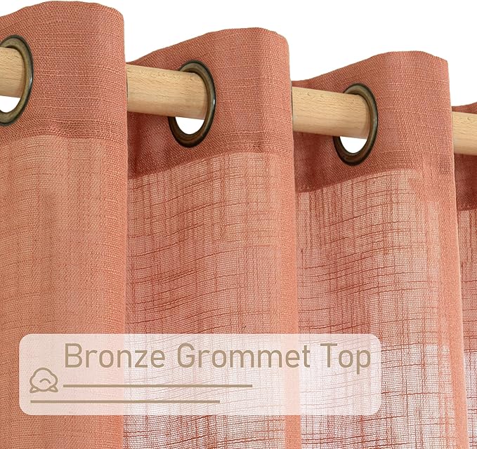 Terracotta Linen Curtains 63 inch Length 2 Panels - Image 4