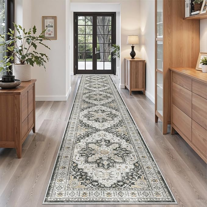Madane Hallway Runner Rug 2'6''x16' Kitchen Runners Vintage, Stain-Resistant - Image 2