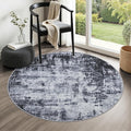 Round Area Rug Living Room: 4 ft Modern Washable Carpet Dark | by FXRHLP