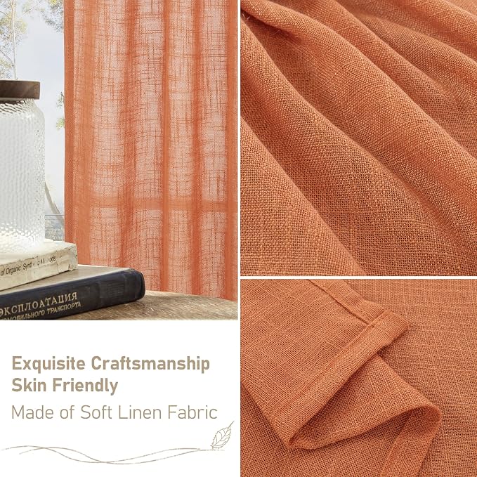 Burnt Orange 78 inch Linen Curtains - Image 6