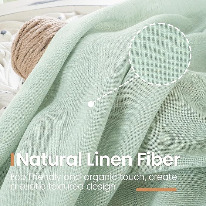 BGment Light Green Linen Curtains 40 Inches Long - Image 3