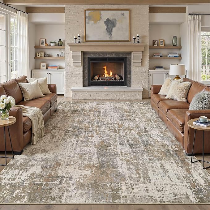 DMOYEST Area Rug Living Room Rugs 8x10 Washable Abstract Carpet | Neutral - Image 8