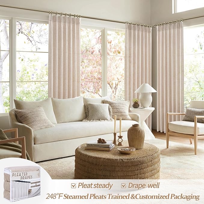 PleatedDrapes Modern Farmhouse Style Light Filtering Curtains - Image 5