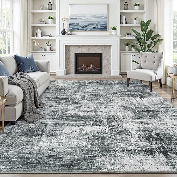 8x10 Area Rug for Living Room, Abstract Washable Non-Slip Large Rugs, Dining by Lofus