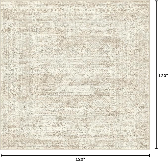 UERMEI Square Area Rugs : Washable 10x10 Neutral Modern Abstract Carpet - Image 2