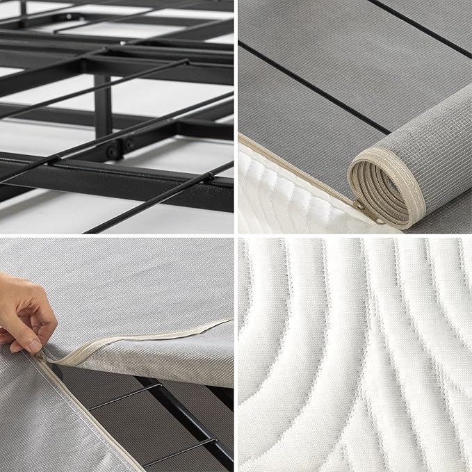 ZINUS 4 Inch Box Spring with Cover, No Assembly Mattress Foundation, Sturdy Metal Structure, Full, White