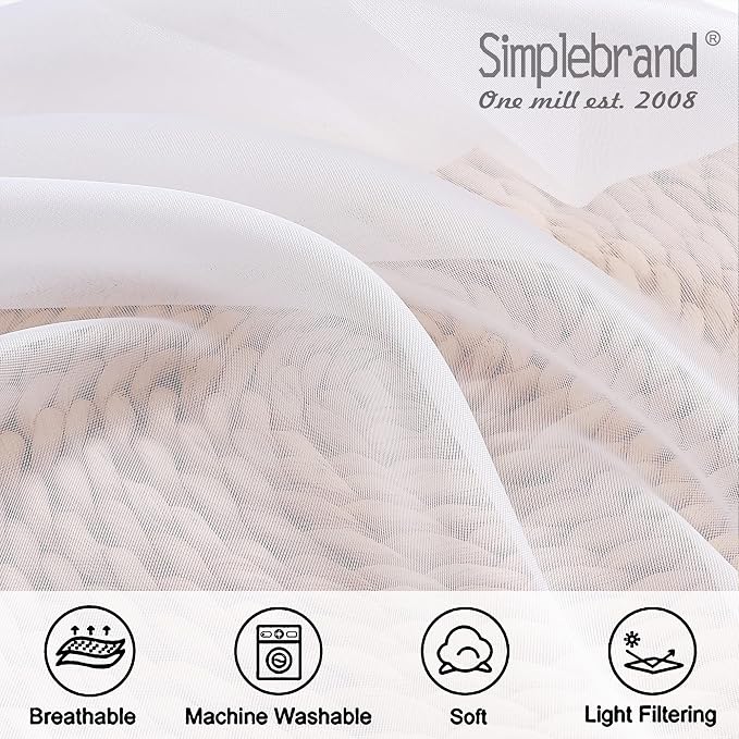 Simplebrand Sheer White Curtains 120 Inches Long, Extra Long Rod Pocket Solid - Image 6
