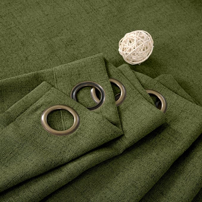 YoungsTex Olive Linen Curtains 72 Inch Length 2 Panels - Image 8
