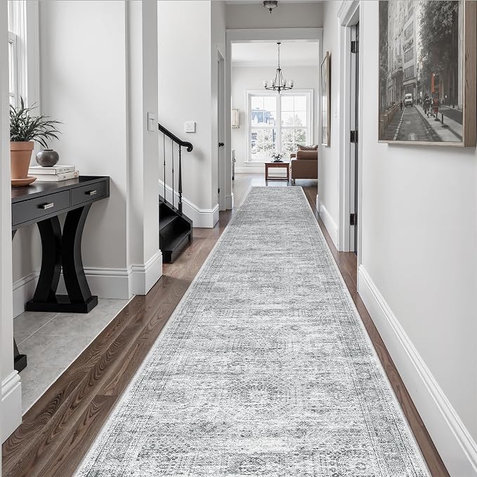Soalmost Hallway Runner Rug 2'6" x 14' Washable Long Kitchen Rugs Grey | - Image 2