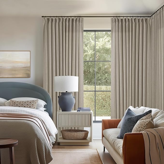 Taupe Burlywood Pinch Pleat Linen Curtains 96 Inches Long 70 Inch Wide | Light - Image 6
