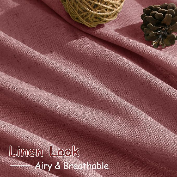 Canyon Rose Linen Curtains for Living Room 63 Inches Long 2 Panel Set Light - Image 5