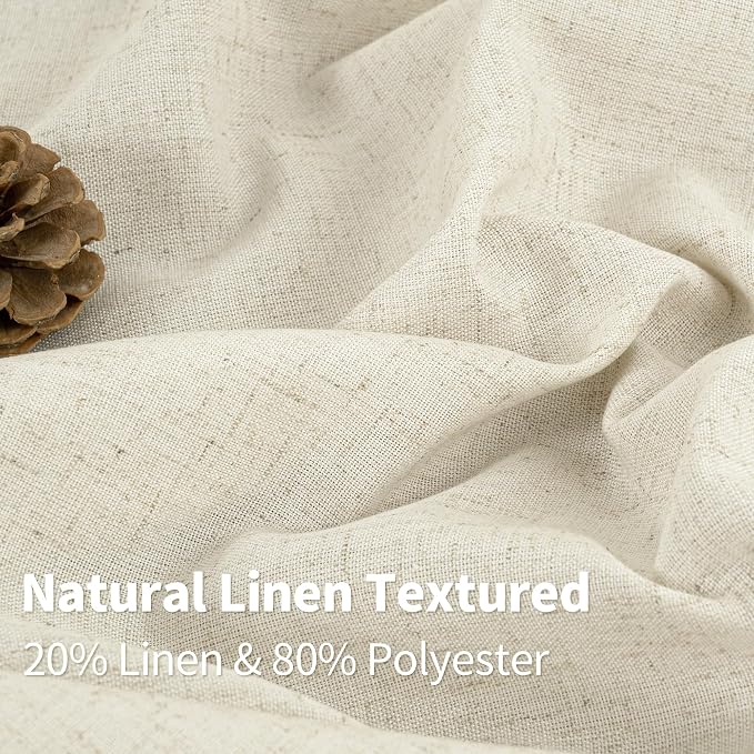 YoungsTex Beige Linen Semi Sheer Curtains 54 Inches Length - Image 3