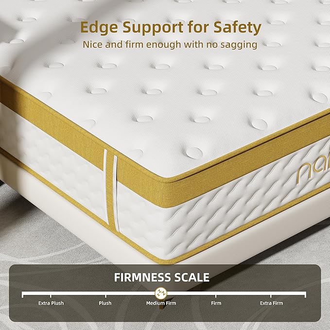 Cooling Gel King Size Mattress 14 Inch Memory Foam Hybrid for Back Pain & Pressure Relief, King Mattress in A Box with Pocket Springs, Medium Firm Feeling with CertiPUR-US Certified