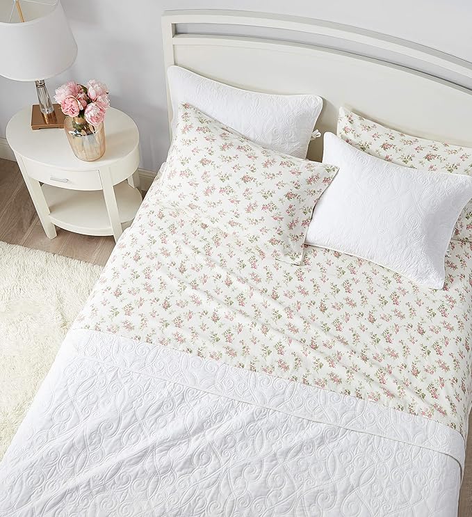 Laura Ashley Flannel Sheet Set, Audrey Pink, Queen (201592)