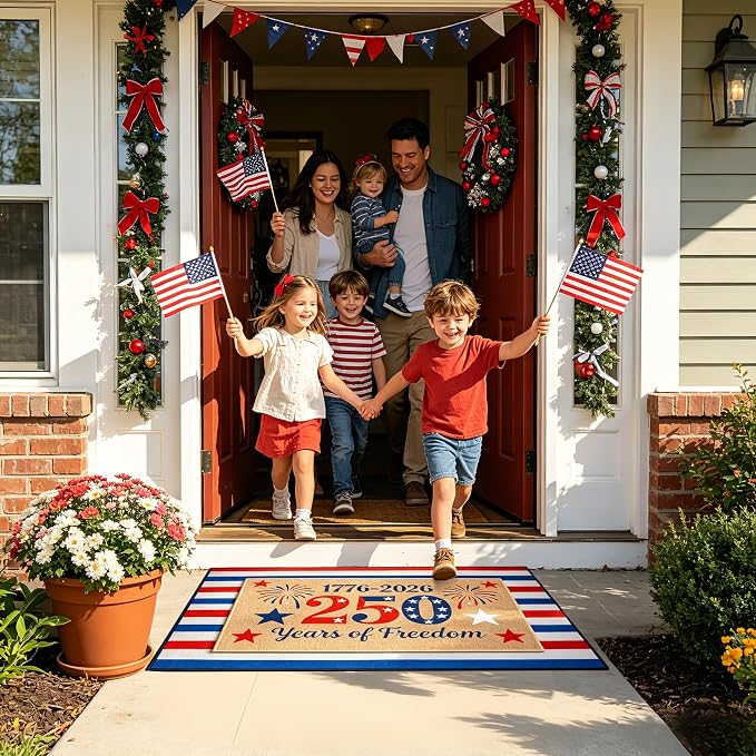 2 Pcs Patriotic Door Mat, America 250th Anniversary Layered Welcome Mat - Image 4