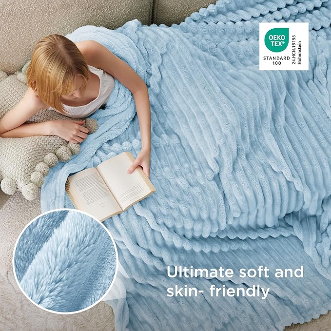 Bedsure GentleSoft Blue California King Size Blanket for Couch - Cozy Soft Blankets for Women, Cute Small Fleece Throws for Girls, Birthday Gifts for Women, Light Blue, 102x96 Inches