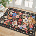 Black Brown Floral Area Rug 2x3 by WelcometoBabovid