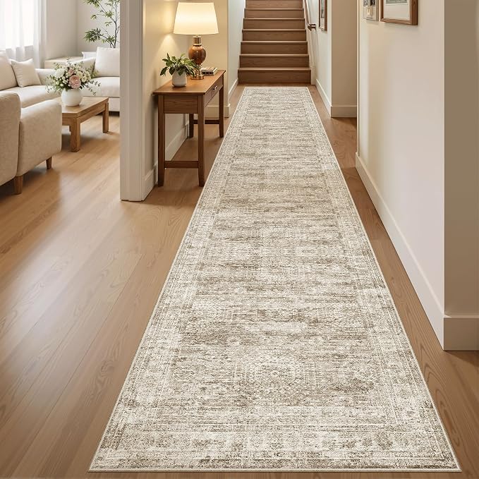 Soalmost Runner Rug 2x12 Washable Non-Slip Hallway Kitchen Runners Brown | by Soalmost