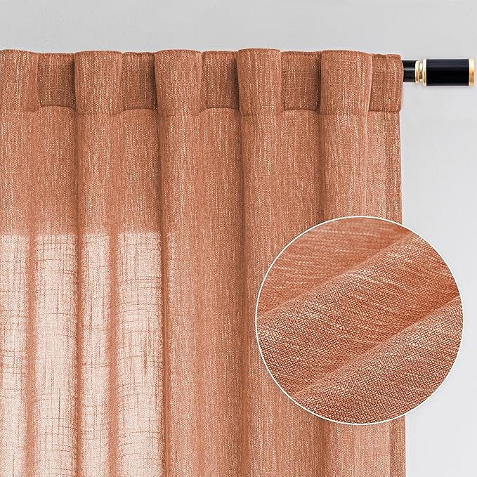 MYSKY HOME 90 Inch Burnt Orange Curtains by MYSKYHOME