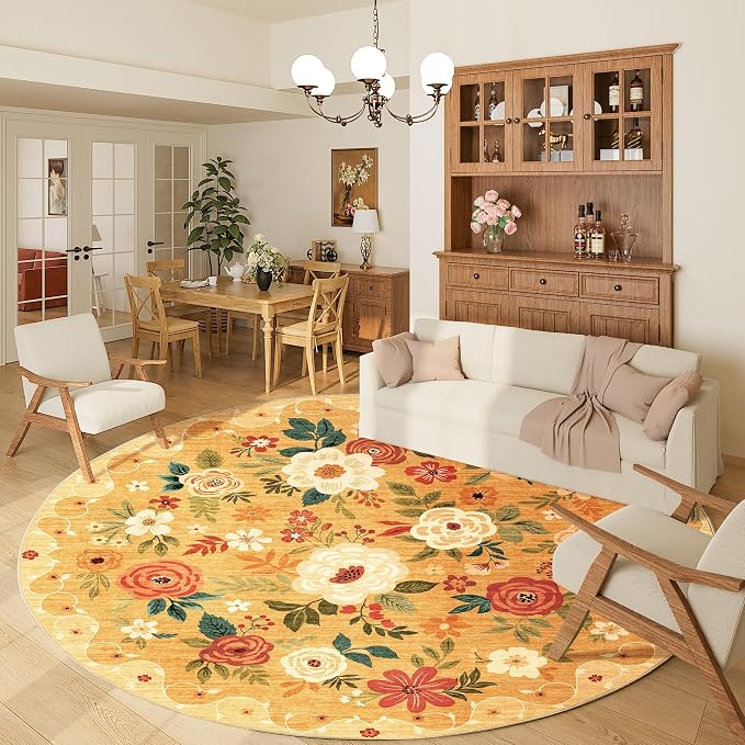 DUKINO 6ft Round Rug, Soft Washable Circle Rug by DUKINO