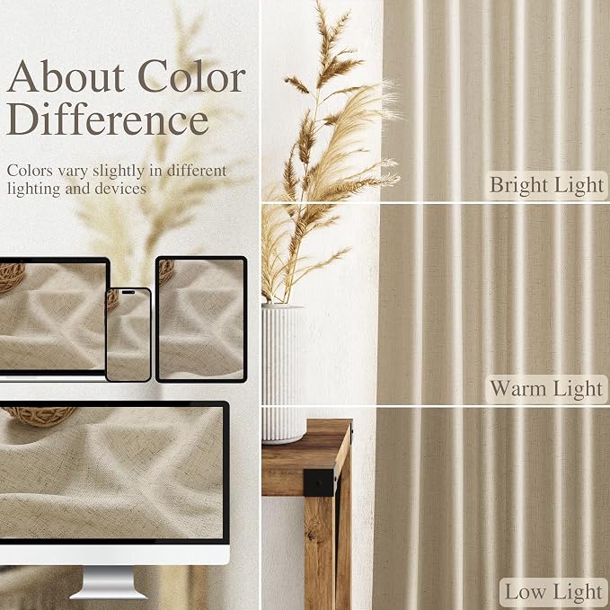Eggshell Beige Curtains 63 Inch Length - Image 3