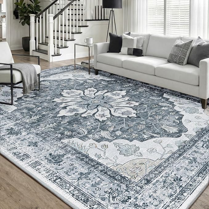 RELEANY Washable Area Rug, Water Repellent, Pet Friendly, Vintage Floral Boho - Image 2