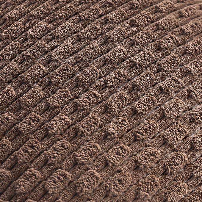 Set of 4 Light Brown Decorative Throw Pillow Covers 24x24 Inch Corduroy Pillow - Image 4
