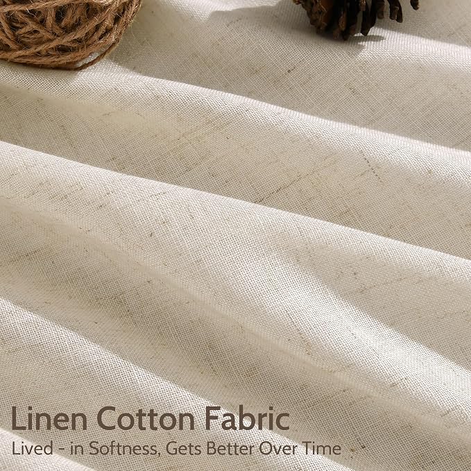 Linen Curtains for Living Room 80 Inches Long Modern Farmhouse Decor Light - Image 4