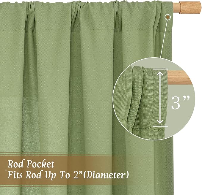 Sage Green Linen Curtains 72 inches Long - Image 3