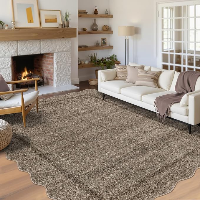 GarveeHome Scalloped Washable Area Rugs 8x10 Rugs by GarveeHome