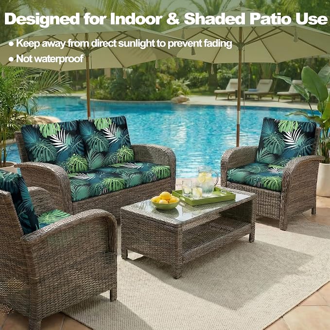 CALBODE 12 Pcs Stretch Outdoor Seat Cushion Covers, Indoor/Outdoor Couch Cover - Image 5