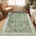 Yamaziot 4x6 Washable Area Rug for Bedroom Floral Carpet Sage Green | Non Slip by Yamaziot