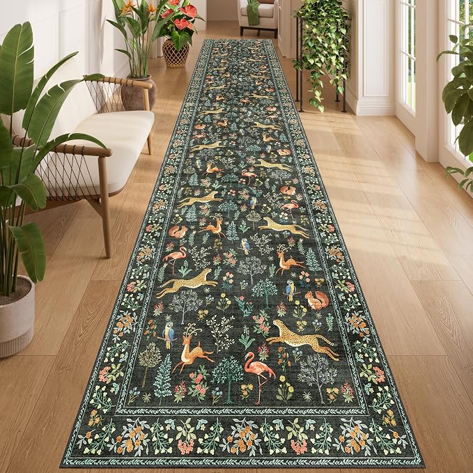 DUKINO 3x14 Runner Rug for Hallway, Washable Animal Kitchen Rugs, Low Pile by DUKINO