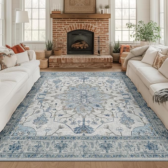 RELEANY Washable Area Rug, Square 8'x8', Water Repellent, Pet Friendly by RELEANY