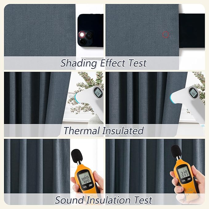 100% Blackout Linen Curtains 120 Inch Length 2 Panels Set - Image 5