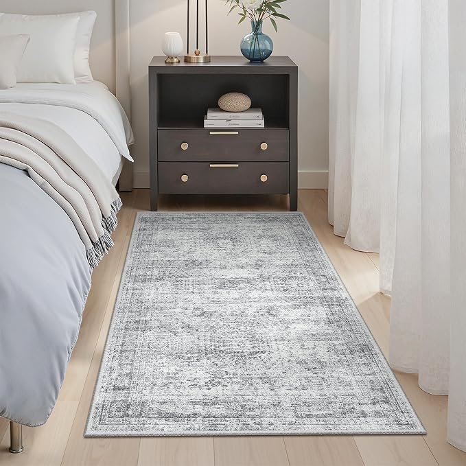 Soalmost 3x4 Rugs Non-Slip, Small Washable Kitchen Entryway Area Rug Grey | - Image 4