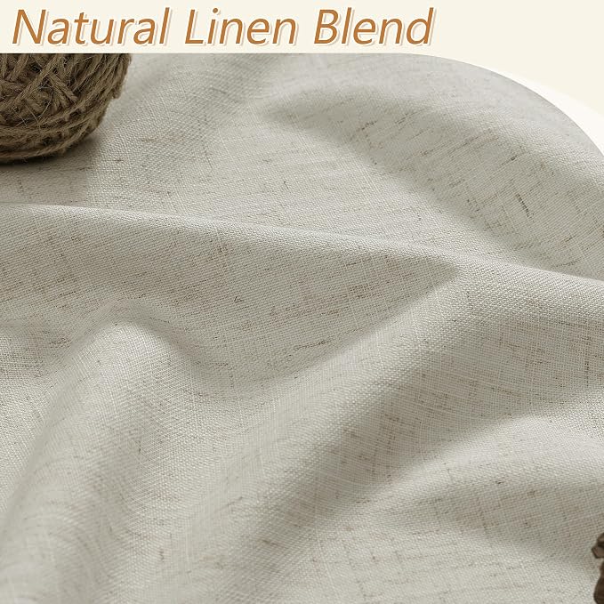 100% Blackout Linen Curtains for Bedroom 84 inches Long, Thermal Insulated Room - Image 3