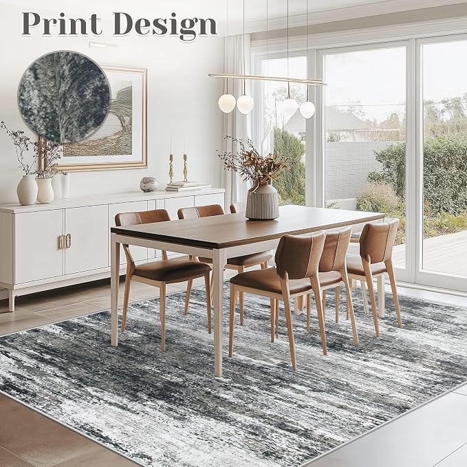 Washable Rug 5x7 Area Rugs for Living Room: Neutral Soft Rug Abstract Non Slip - Image 3
