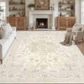 Area Rugs 9x12 Living Room: Bedroom Washable Carpet Beige White | Vintage Boho by Luxturiy