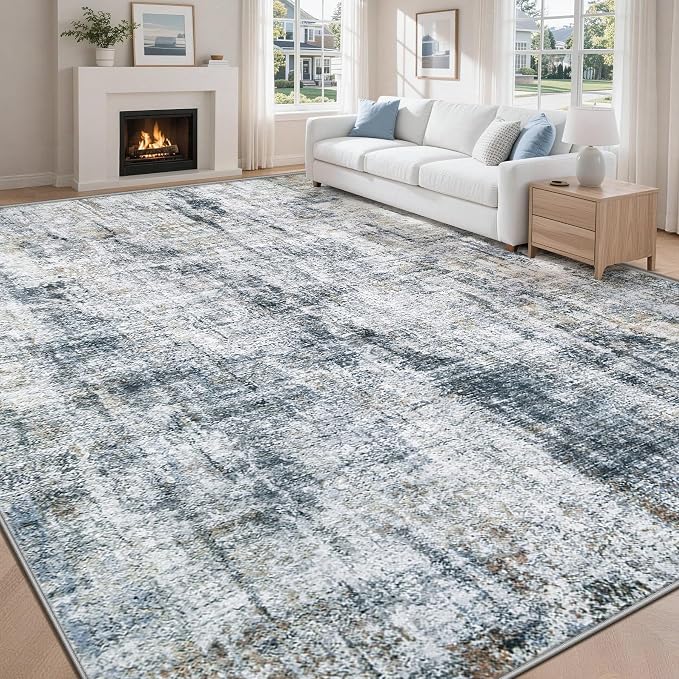 8x10 Area Rugs Washable Rug: Abstract Neutral Rugs Modern Non Slip Area Rug by MXSANYOORUG